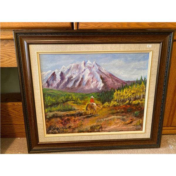 Esther Kozial Lone Ranger Framed Oil Painting 27 x 23