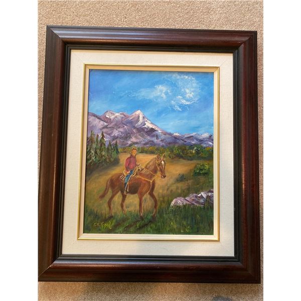 Esther Koziol Morning Horseback Ride Framed Oil Painting 18 x 22