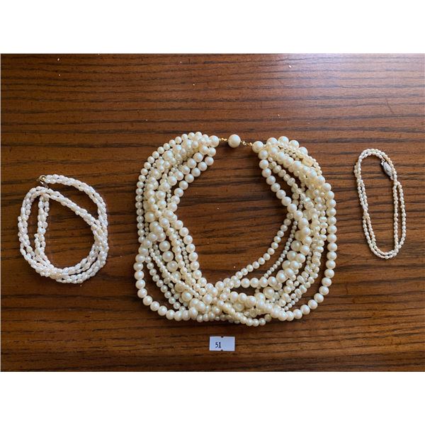 Set Of Stunning Faux Peal Necklaces
