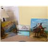 Image 1 : Esther Koziol Rodeo Horse Unframed Oil Painting With Two Oil Paintings12 x 16 /17 x 18 /16 x 20