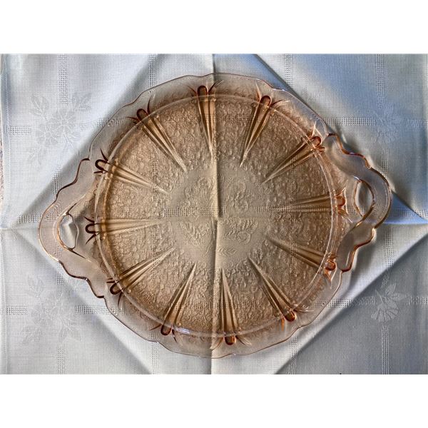 Pink Depression Glass Serving Tray