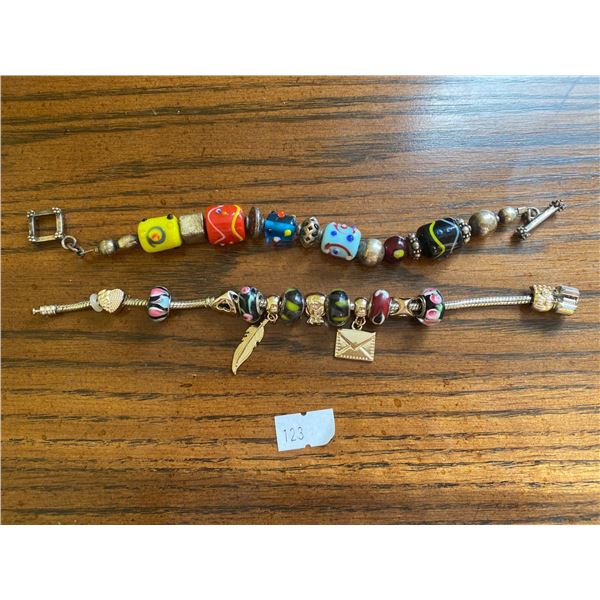 Set Of Bracelet's With Sterling Silver Charms And Glass Beads