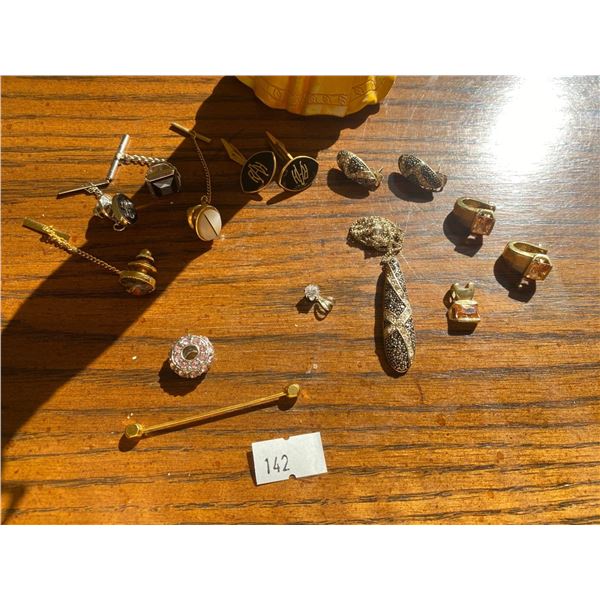 Necklace Holder With Assortment Of Costume Earrings, Necklaces,  And Accessories