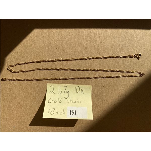 18Inch 10k Yellow Gold Chain 2.57g