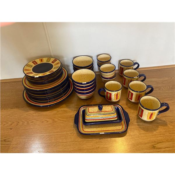 Large Complete Pfaltzgraff Hand Painted Dish Set