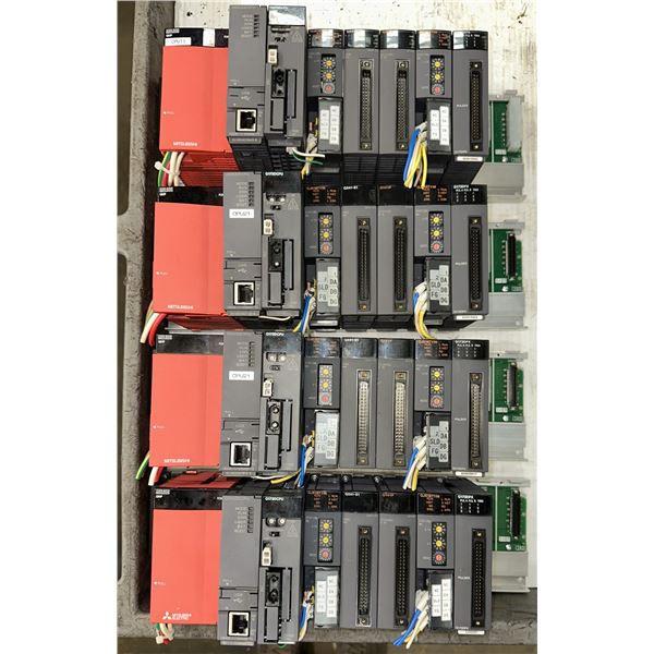 (4) Mitsubishi #Q38DB Base Units w/Power Supplies & Modules