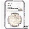 Image 1 : 1887 Morgan Silver Dollar NGC MS66