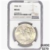 Image 1 : 1924 Silver Peace Dollar NGC MS65