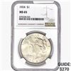Image 1 : 1924 Silver Peace Dollar NGC MS65