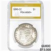 Image 1 : 1890-CC Morgan Silver Dollar PGA MS65+