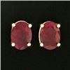 Image 2 : New 14K Yellow Gold 2.0 ctw Prong Set Oval Natural Ruby Open Basket Stud Earring