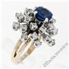 Image 8 : Vintage 14K TT Gold 3.26 ctw Round Sapphire Diamond Tiered Snowflake Cluster Rin