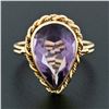 Image 2 : Handmade Vintage 14K Yellow Gold 5.50 ctw Pear Amethyst Ring w/ Twisted Wire Fra