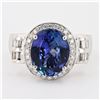 Image 1 : 4.63 ctw Tanzanite and 0.54 ctw Diamond Platinum Ring