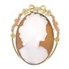 Image 1 : Vintage 10K Yellow & Rose Gold Portrait Cameo w/ Unique Bow & Floral Open Frame