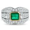 Image 2 : 0.86 ctw Emerald and 1.44 ctw Diamond 18KT White and Yellow Gold Ring