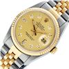 Image 2 : Rolex 36MM Two Tone Yellow Gold And Steel Champagne Diamond Datejust Wristwatch