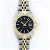 Image 2 : Rolex Ladies 2T Black Index Pyramid Bezel Wristwatch 26MM