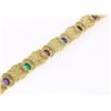 Image 4 : NEW 14K Yellow Gold 7" Onyx Green Agate Amethyst Garnet Textured Tennis Bracelet