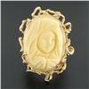 Image 2 : Vintage 14k Gold Carved Oval Nun Cameo Open Freeform Nugget Textured Ring