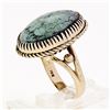 Image 8 : Vintage 14k Yellow Gold Large Oval Cabochon Turquoise Solitaire Cocktail Ring