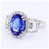 Image 2 : 4.02 ctw Tanzanite and 1.59 ctw Diamond Platinum Ring