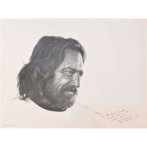 Signed Paul Milosevich Willie Nelson Drawing