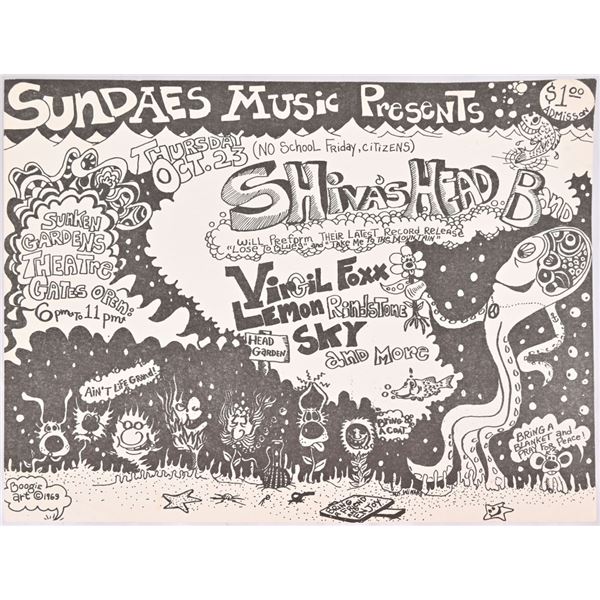 Shiva's Headband 1969 Boogie Art Flyer/Handbill