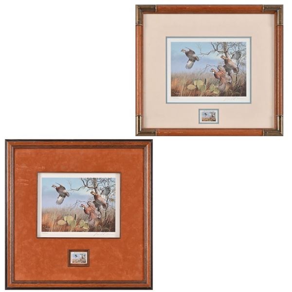 Two David Maass 1990 Texas Quail Stamp Prints