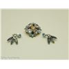 Image 1 : Blue Crystal Brooch & Earrings