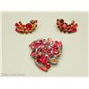 Image 1 : Red Crystal Brooch & Earrings