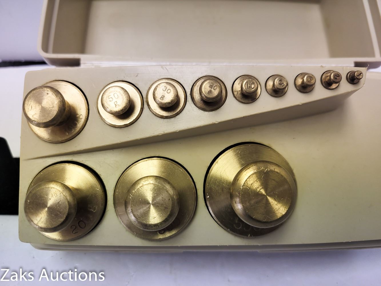 Vintage Ohaus StoAWeigh Brass Scale Weights (Set of 12) 1 Gram to 500