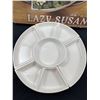 Image 2 : Lazy Susan with 5 Ceramic Serving Pieces by Signature ServingWare