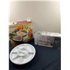 Image 1 : Lazy Susan with 5 Ceramic Serving Pieces by Signature ServingWare & Hometrends 7 Piece Serving Set