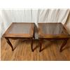 Image 1 : 2 Wooden Side Tables with Wicker & Glass Tops