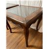 Image 2 : 2 Wooden Side Tables with Wicker & Glass Tops