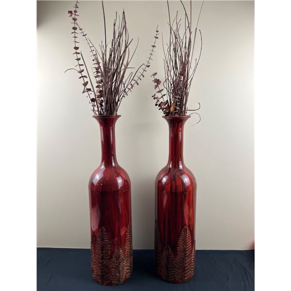 2 Large Decorative Vases (Lacquered Tin)