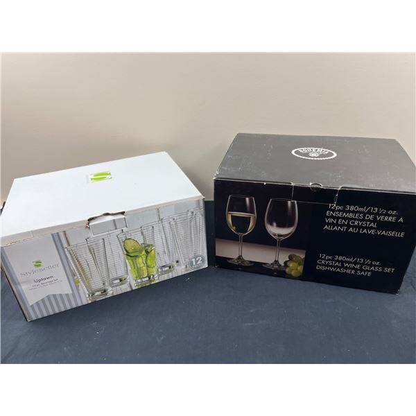 Stylesetter 12 Piece 17 oz Highball Glasses & 12 Bohemia 13.5oz Wine Glasses