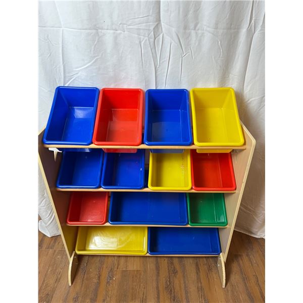 Organizer Shelf with Plastic Bins