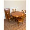 Image 1 : Wooden Pedestal Table with 1 Leaf & 4 Chairs