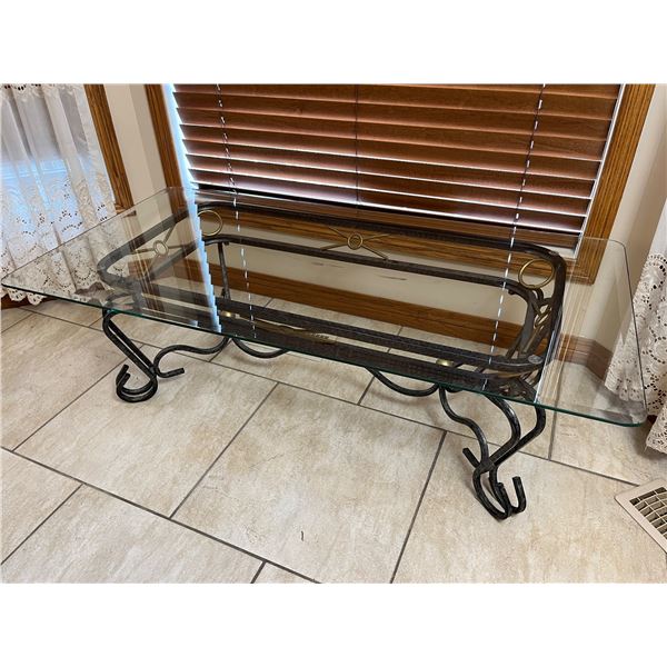 Glass Top Coffee Table with Metal Legs