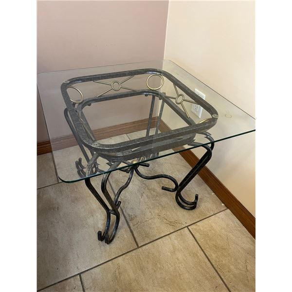 Glass Top Side Table with Metal Legs