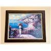 Image 1 : Framed Floral Waterfront Painting