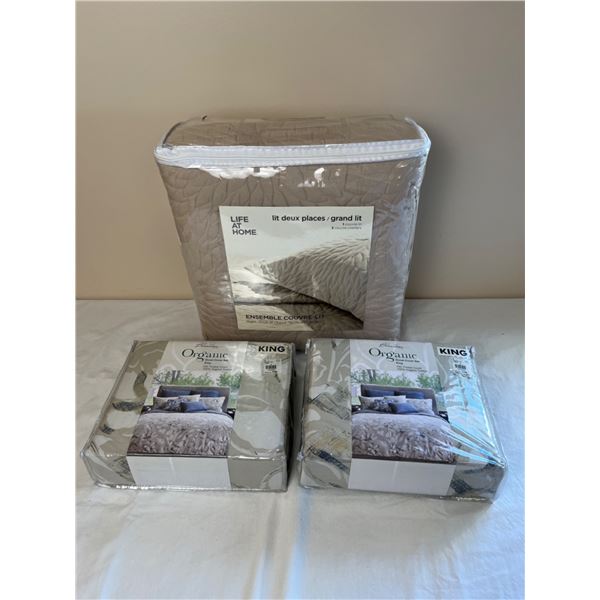 2 King Duvet Cover Sets (Organic by Blossom Home) & Queen Coverlette