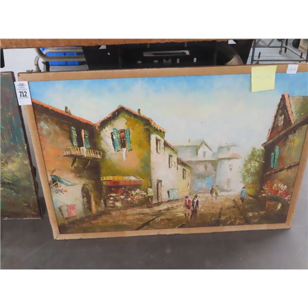 Oil On Canvas River Street Scene - 24 x 36 - 2