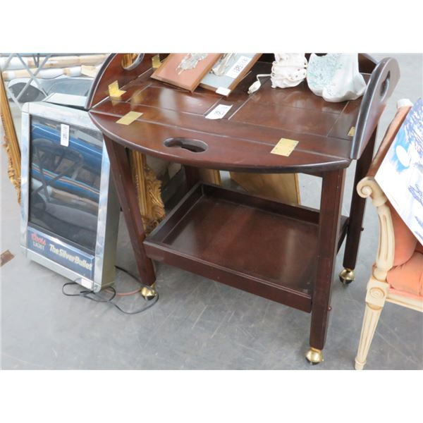 Mahogany Drop Leaf Small Rolling Table Mahogany drop leaf small rolling table