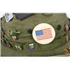 Image 4 : OD green U.S. Military hat with vintage pins