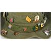 Image 7 : OD green U.S. Military hat with vintage pins
