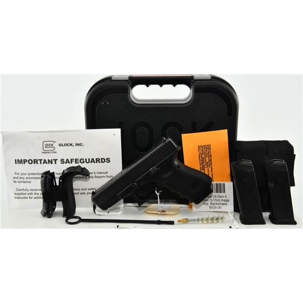 Glock 19 Gen 4 Semi Auto Pistol 9MM