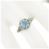 Image 3 : Vintage 14K White Gold 1.32 ctw Round Aquamarine Solitaire Open Filigree Work Ri